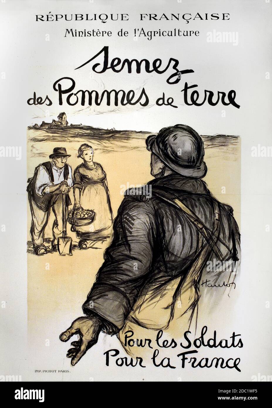 Ministere de L` Landwirtschaft - Ministerium für Landwirtschaft. Kartoffeln anbauen. Für die Soldaten, für Frankreich, 1915. Frankreich, Französisch, Deutsch, Deutschland, Stockfoto